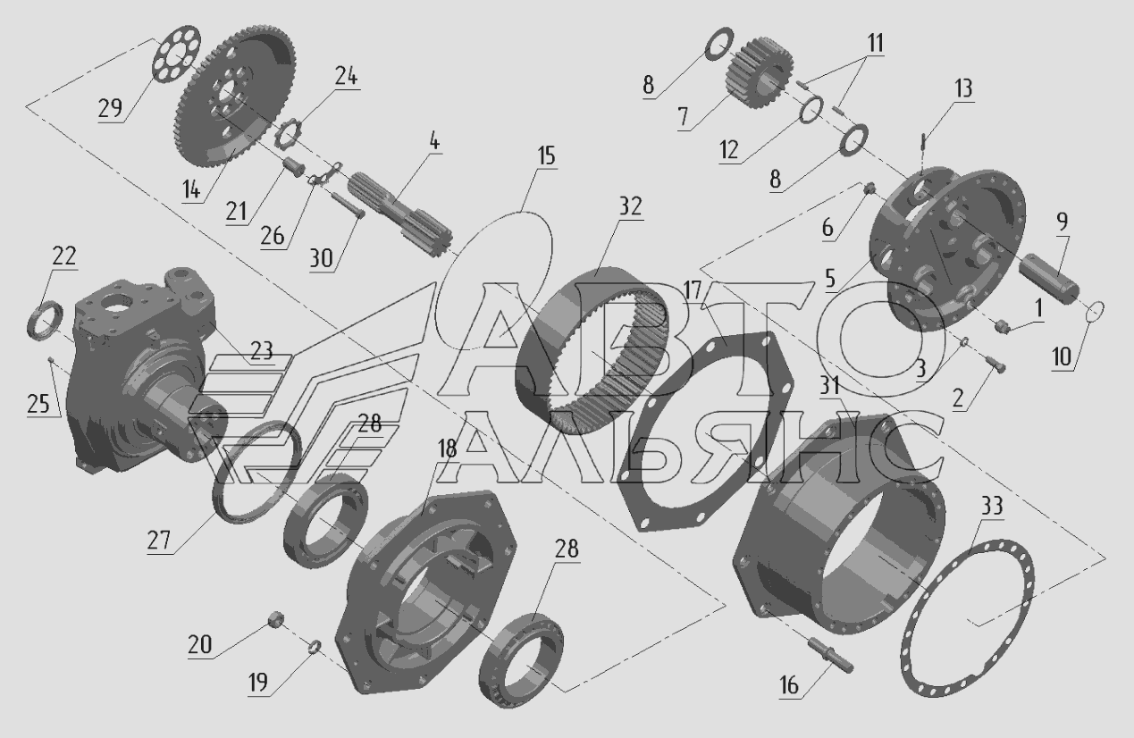 Превью схемы Редуктор колесный МТЗ-3522